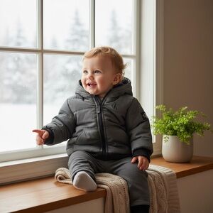 Calvin Klein Baby Boys Sherpa-Lined Bomber Jacket, Gray Size 12 Months NWT NEW